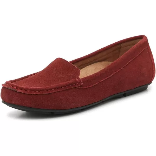 imageFSJ Women Comfy Closed Round Toe Moccasins Slip on Flat Slipper Soft Sole Loafer Daily Walking ShoesRed