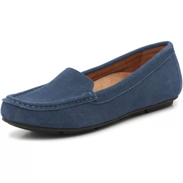 imageFSJ Women Comfy Closed Round Toe Moccasins Slip on Flat Slipper Soft Sole Loafer Daily Walking ShoesSteel Blue