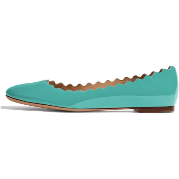 imageFSJ Women Cute Dress Pump Shoes Scalloping Round Toe Suede Ballet Flats for Comfort Size 415 USGreen