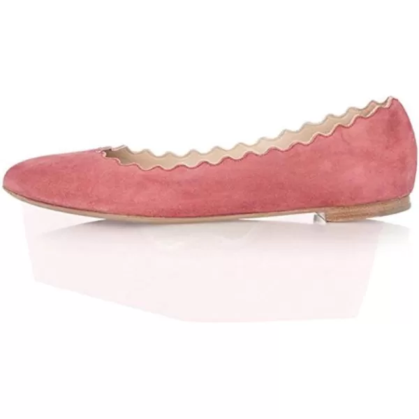 imageFSJ Women Cute Dress Pump Shoes Scalloping Round Toe Suede Ballet Flats for Comfort Size 415 USLight Pink