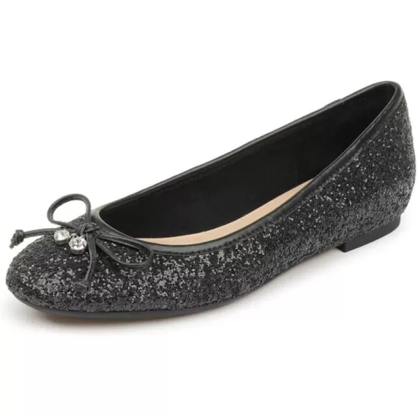 imageFSJ Women Cute Glitter Ballet Round Toe Flats Bowknot Decor Comfort Loafer Slip On Flat Formal Casual Evening Prom Dress Shoes Size 415 USBlack