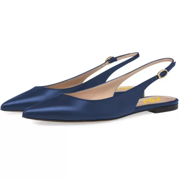 imageFSJ Women Pointed Toe Slingback Flats Pumps Low Heels Faux Leather Dress Pump Comfortable Slip On Wedding Party Shoes Size 415 USBlue