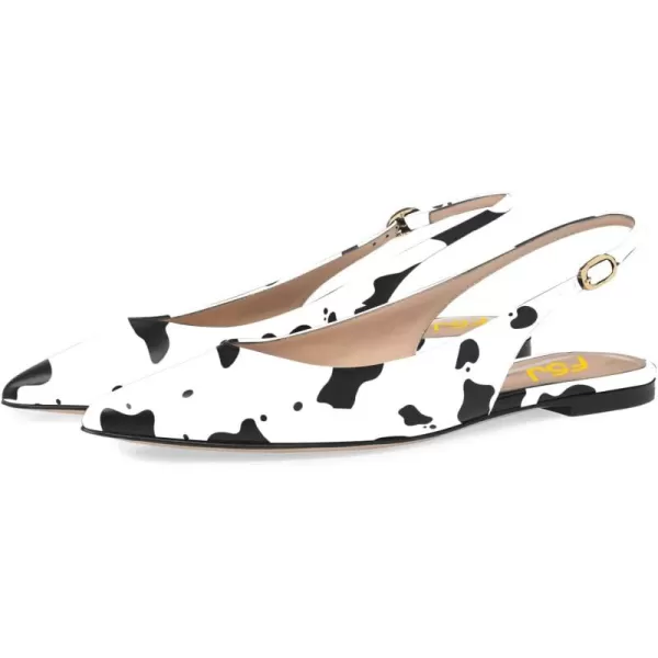 imageFSJ Women Pointed Toe Slingback Flats Pumps Low Heels Faux Leather Dress Pump Comfortable Slip On Wedding Party Shoes Size 415 USCow