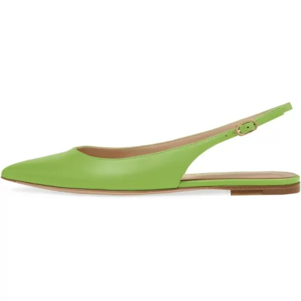 imageFSJ Women Pointed Toe Slingback Flats Pumps Low Heels Faux Leather Dress Pump Comfortable Slip On Wedding Party Shoes Size 415 USGreen
