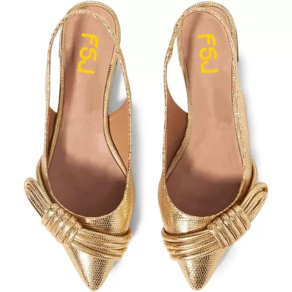 imageFSJ Women Stylish Pointed Toe Low Heel Flats Slip On Slingback Casual Summer Walking Daily Office Ladies Shoes Size 415 USGold