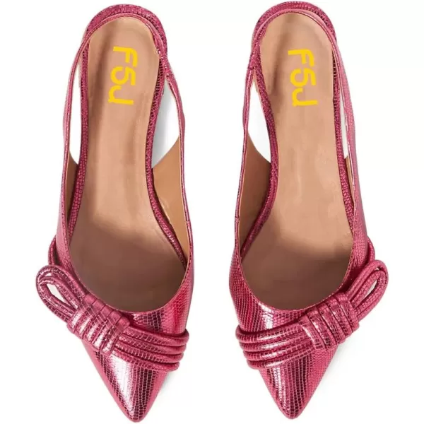 imageFSJ Women Stylish Pointed Toe Low Heel Flats Slip On Slingback Casual Summer Walking Daily Office Ladies Shoes Size 415 USHot Pink