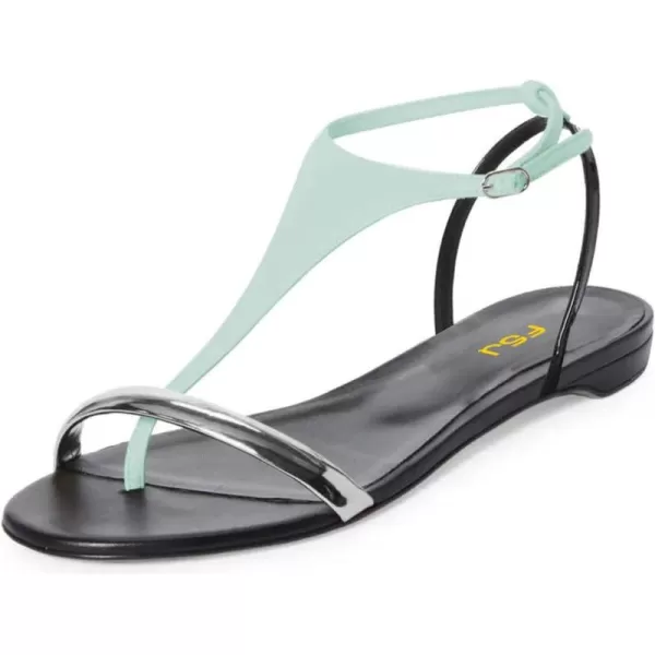 imageFSJ Women Thong Flat Sandals Casual T Strap Adjustable Ankle Buckle Strap Dress Sandals Comfort Summer Outfit Shoes Size 416 USPale Green