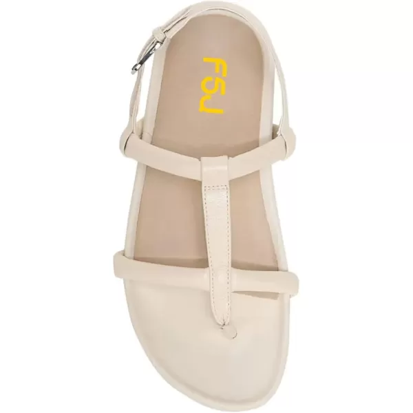 imageFSJ Women Classic Open Toe Thong Sandals Thick Sole Comfy Summer Beach Holiday Casual Walking Flat Shoes Size 415 USBeige