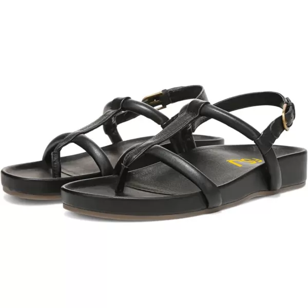 imageFSJ Women Classic Open Toe Thong Sandals Thick Sole Comfy Summer Beach Holiday Casual Walking Flat Shoes Size 415 USBlack