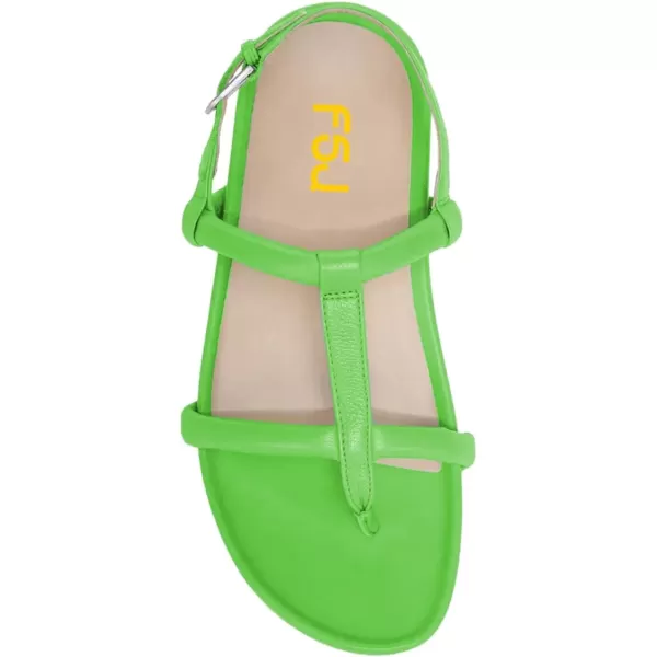 imageFSJ Women Classic Open Toe Thong Sandals Thick Sole Comfy Summer Beach Holiday Casual Walking Flat Shoes Size 415 USGreen