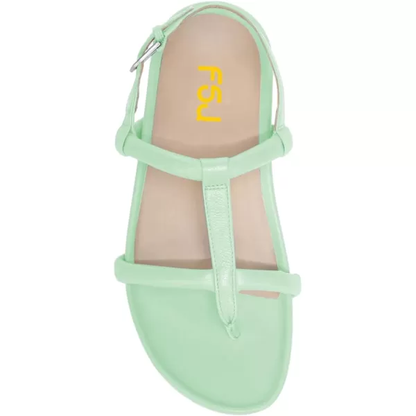 imageFSJ Women Classic Open Toe Thong Sandals Thick Sole Comfy Summer Beach Holiday Casual Walking Flat Shoes Size 415 USPale Green