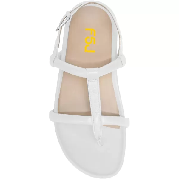 imageFSJ Women Classic Open Toe Thong Sandals Thick Sole Comfy Summer Beach Holiday Casual Walking Flat Shoes Size 415 USWhite