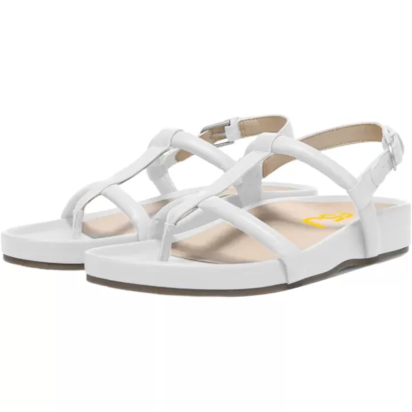 imageFSJ Women Classic Open Toe Thong Sandals Thick Sole Comfy Summer Beach Holiday Casual Walking Flat Shoes Size 415 USWhite