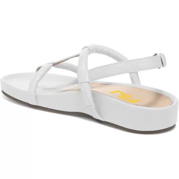 imageFSJ Women Classic Open Toe Thong Sandals Thick Sole Comfy Summer Beach Holiday Casual Walking Flat Shoes Size 415 USWhite