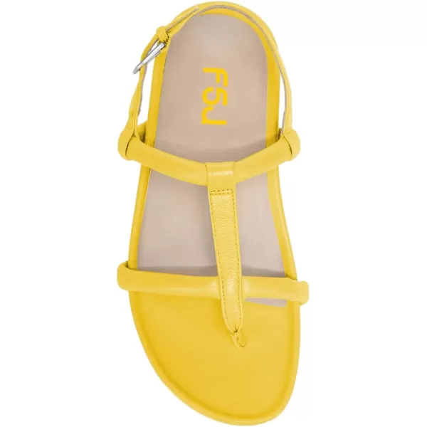 imageFSJ Women Classic Open Toe Thong Sandals Thick Sole Comfy Summer Beach Holiday Casual Walking Flat Shoes Size 415 USYellow