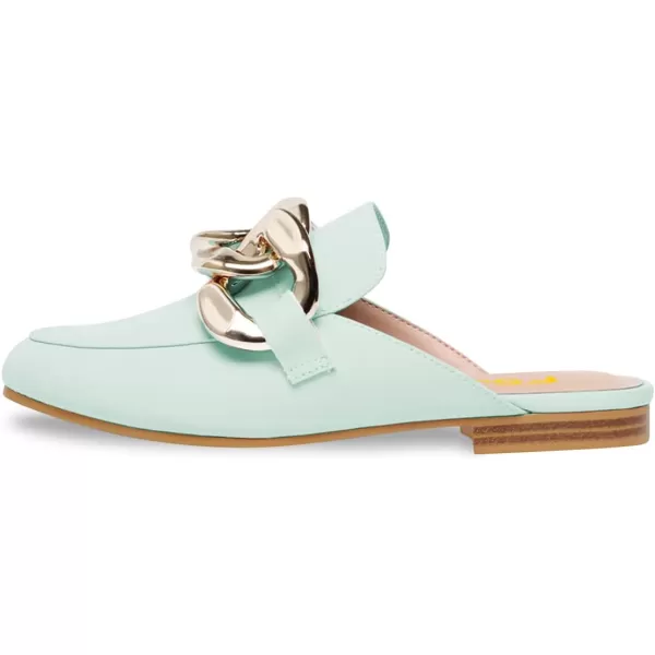 imageFSJ Women Closed Toe Chain Flat Mules Comfortable Slip On Loafers Slides Backless Dress Sandal Ladies Casual Walking Mules Shoes Size 415 USAquamarine