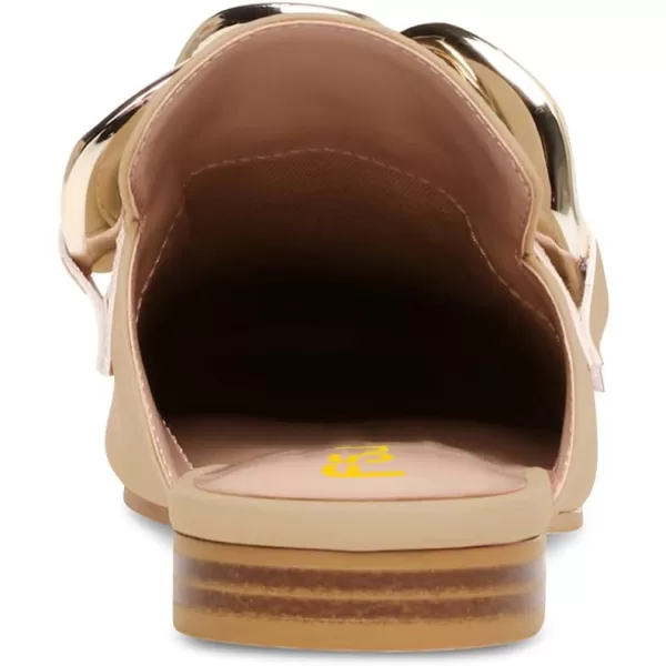 imageFSJ Women Closed Toe Chain Flat Mules Comfortable Slip On Loafers Slides Backless Dress Sandal Ladies Casual Walking Mules Shoes Size 415 USNude