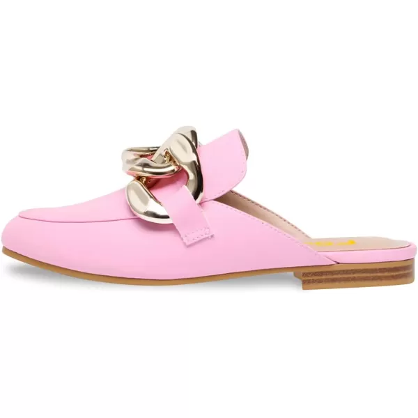 imageFSJ Women Closed Toe Chain Flat Mules Comfortable Slip On Loafers Slides Backless Dress Sandal Ladies Casual Walking Mules Shoes Size 415 USRose Pink
