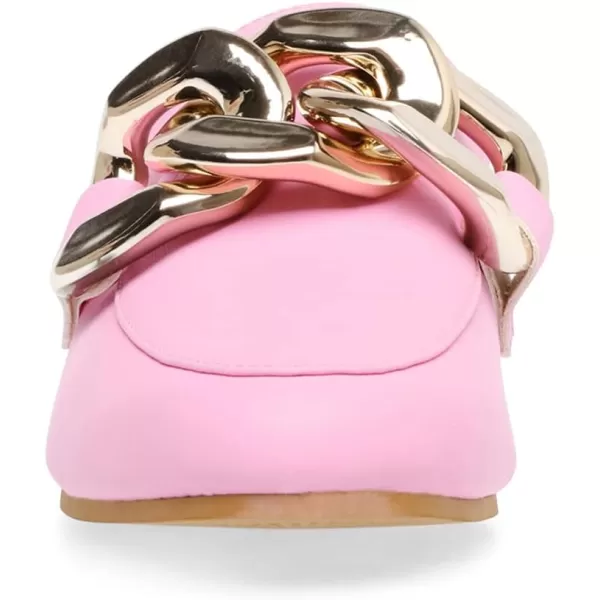 imageFSJ Women Closed Toe Chain Flat Mules Comfortable Slip On Loafers Slides Backless Dress Sandal Ladies Casual Walking Mules Shoes Size 415 USRose Pink