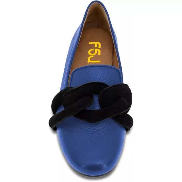 imageFSJ Women Comfort Closed Round Toe Slip On Loafers Flat Heel Soft Insole Ladies Casual Daily Shoes Size 415 USBlue