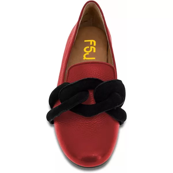 imageFSJ Women Comfort Closed Round Toe Slip On Loafers Flat Heel Soft Insole Ladies Casual Daily Shoes Size 415 USRed