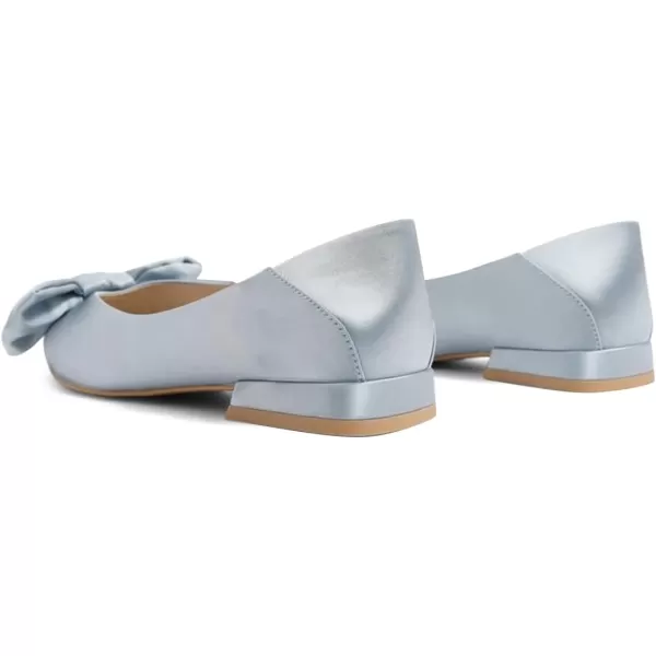 imageFSJ Women Elegant Pointed Toe Bow Satin Flats Comfortable Slip On Ballet Cute Low Heels Dressy Pumps Casual Daily Wedding Shoes Size 415 USBaby Blue