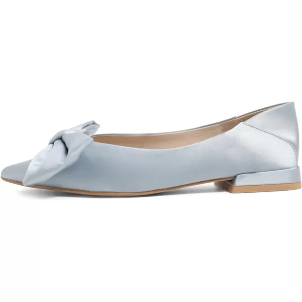 imageFSJ Women Elegant Pointed Toe Bow Satin Flats Comfortable Slip On Ballet Cute Low Heels Dressy Pumps Casual Daily Wedding Shoes Size 415 USBaby Blue