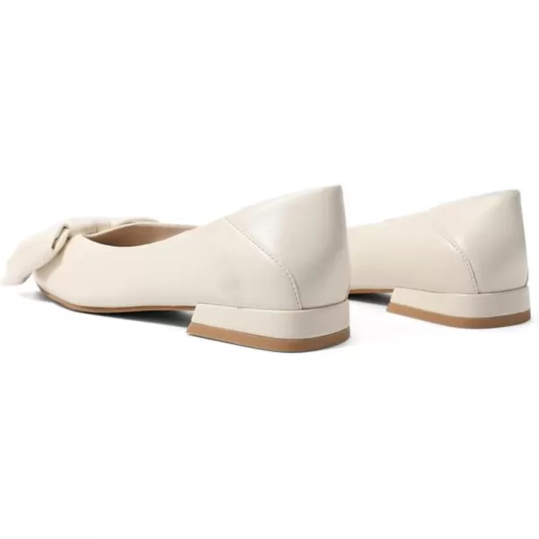 imageFSJ Women Elegant Pointed Toe Bow Satin Flats Comfortable Slip On Ballet Cute Low Heels Dressy Pumps Casual Daily Wedding Shoes Size 415 USBeige