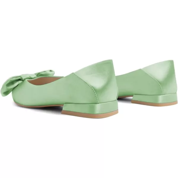 imageFSJ Women Elegant Pointed Toe Bow Satin Flats Comfortable Slip On Ballet Cute Low Heels Dressy Pumps Casual Daily Wedding Shoes Size 415 USGreen