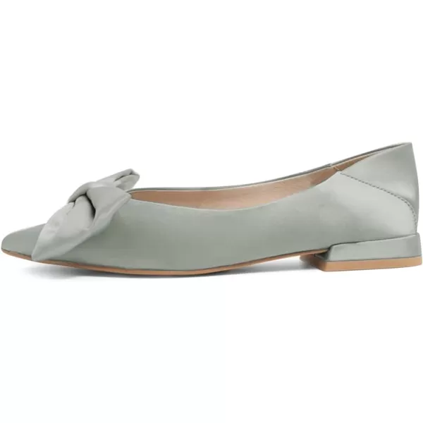 imageFSJ Women Elegant Pointed Toe Bow Satin Flats Comfortable Slip On Ballet Cute Low Heels Dressy Pumps Casual Daily Wedding Shoes Size 415 USLight Gray