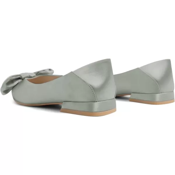 imageFSJ Women Elegant Pointed Toe Bow Satin Flats Comfortable Slip On Ballet Cute Low Heels Dressy Pumps Casual Daily Wedding Shoes Size 415 USLight Gray