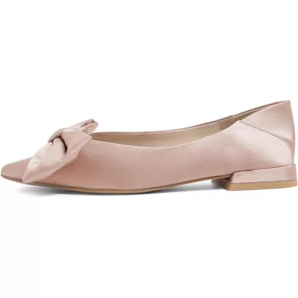 imageFSJ Women Elegant Pointed Toe Bow Satin Flats Comfortable Slip On Ballet Cute Low Heels Dressy Pumps Casual Daily Wedding Shoes Size 415 USPink
