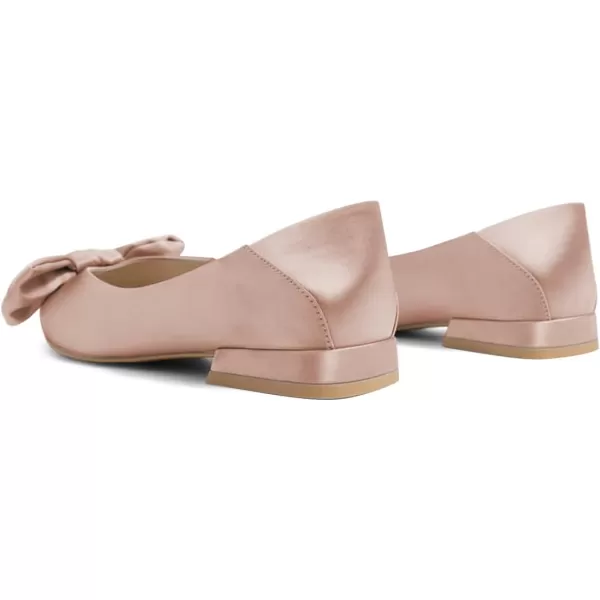 imageFSJ Women Elegant Pointed Toe Bow Satin Flats Comfortable Slip On Ballet Cute Low Heels Dressy Pumps Casual Daily Wedding Shoes Size 415 USPink
