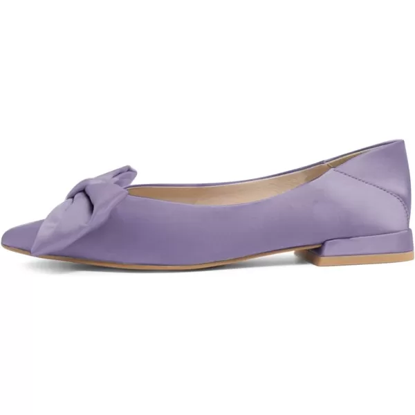 imageFSJ Women Elegant Pointed Toe Bow Satin Flats Comfortable Slip On Ballet Cute Low Heels Dressy Pumps Casual Daily Wedding Shoes Size 415 USPurple