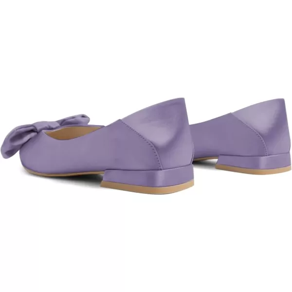 imageFSJ Women Elegant Pointed Toe Bow Satin Flats Comfortable Slip On Ballet Cute Low Heels Dressy Pumps Casual Daily Wedding Shoes Size 415 USPurple