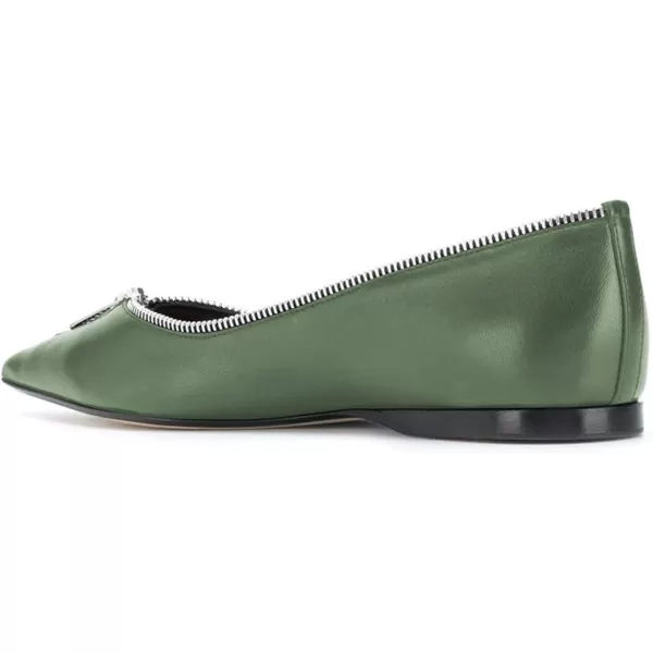 imageFSJ Women Fashion Ballet Slip on Pointed Closed Toe Pumps Flats Slide Leather Sandals Zippers Ladies Dress Shoes Size 415 USGreen