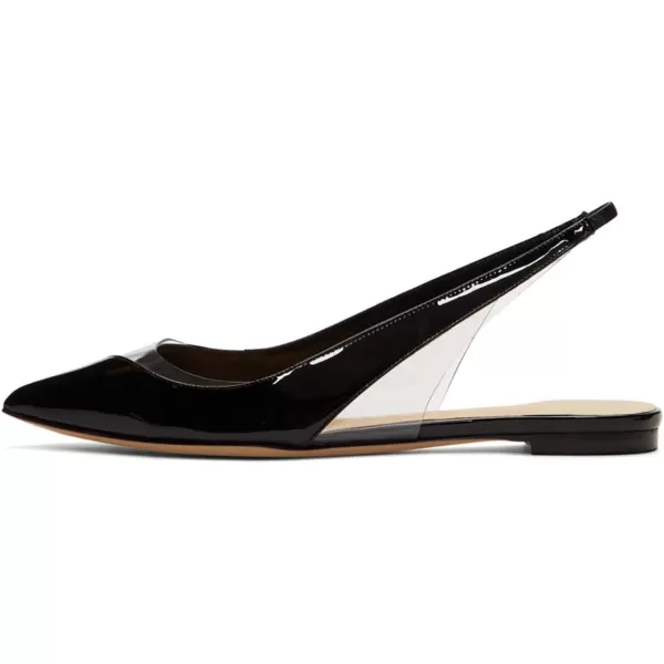 imageFSJ Women Fashion Clear Ballet Pointed Toe Slingback Pumps Low Heels Comfotable Casual Shoes Size 415 USBlack