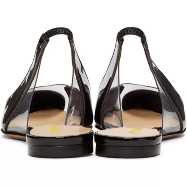 imageFSJ Women Fashion Clear Ballet Pointed Toe Slingback Pumps Low Heels Comfotable Casual Shoes Size 415 USBlack