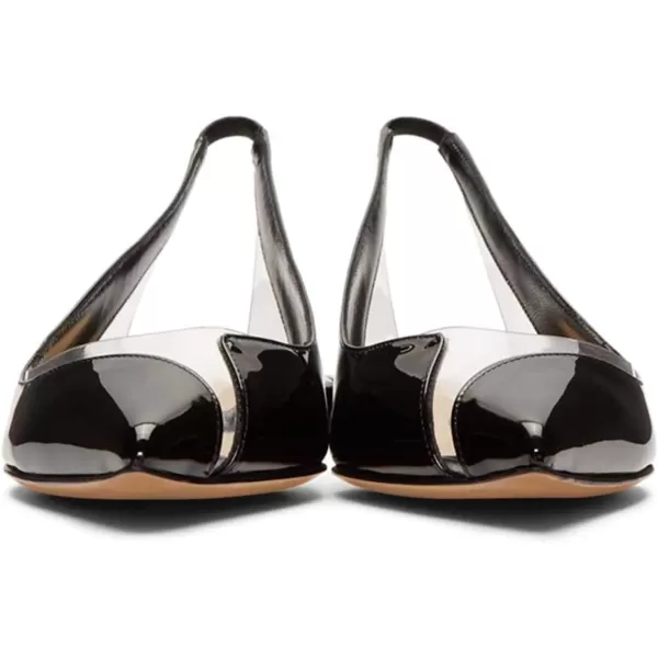 imageFSJ Women Fashion Clear Ballet Pointed Toe Slingback Pumps Low Heels Comfotable Casual Shoes Size 415 USBlack