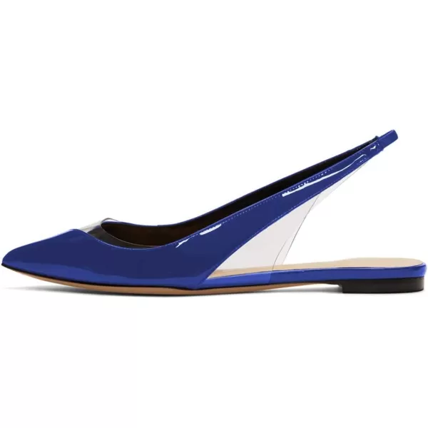imageFSJ Women Fashion Clear Ballet Pointed Toe Slingback Pumps Low Heels Comfotable Casual Shoes Size 415 USBlue