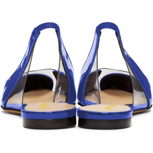 imageFSJ Women Fashion Clear Ballet Pointed Toe Slingback Pumps Low Heels Comfotable Casual Shoes Size 415 USBlue