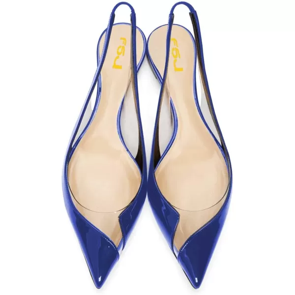 imageFSJ Women Fashion Clear Ballet Pointed Toe Slingback Pumps Low Heels Comfotable Casual Shoes Size 415 USBlue