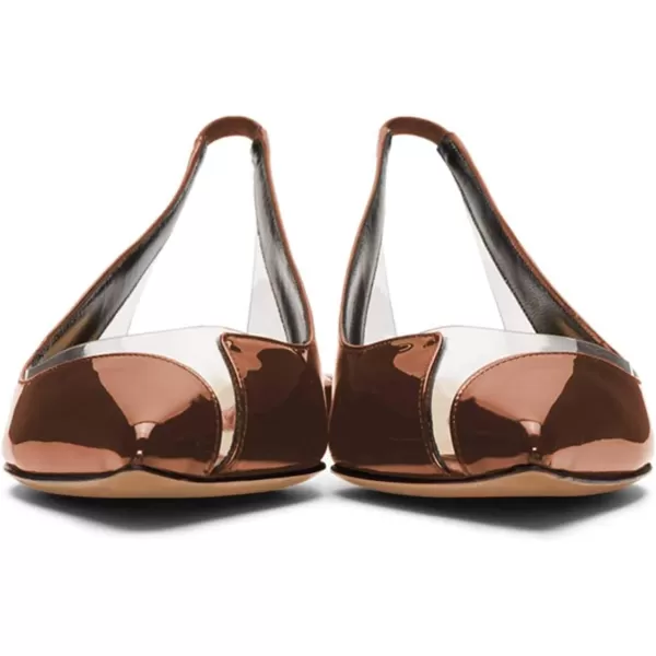 imageFSJ Women Fashion Clear Ballet Pointed Toe Slingback Pumps Low Heels Comfotable Casual Shoes Size 415 USBronze