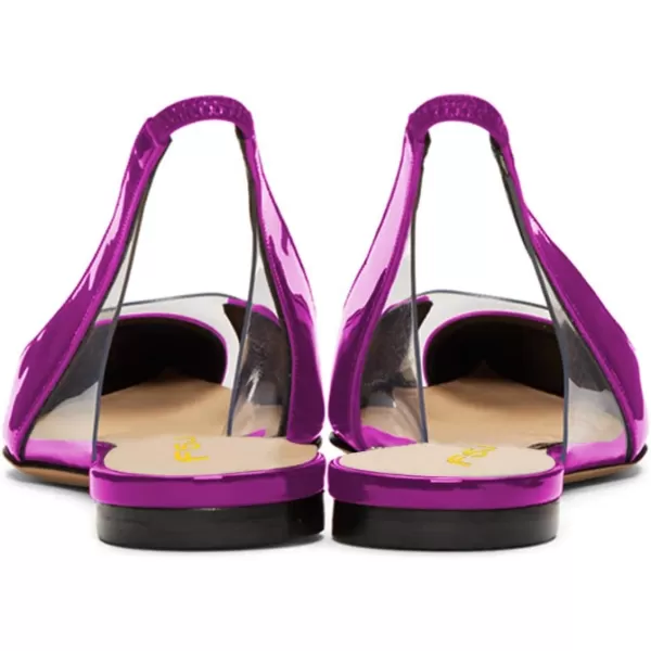 imageFSJ Women Fashion Clear Ballet Pointed Toe Slingback Pumps Low Heels Comfotable Casual Shoes Size 415 USPurple