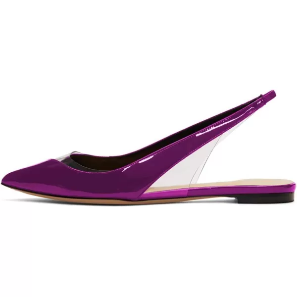 imageFSJ Women Fashion Clear Ballet Pointed Toe Slingback Pumps Low Heels Comfotable Casual Shoes Size 415 USPurple