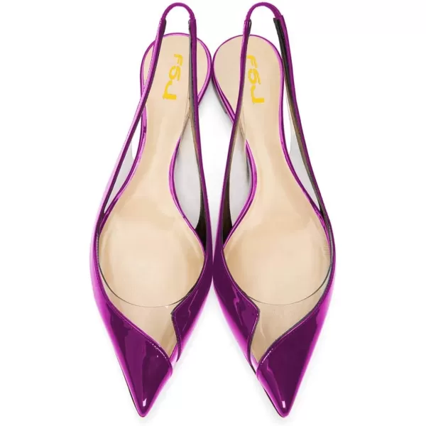 imageFSJ Women Fashion Clear Ballet Pointed Toe Slingback Pumps Low Heels Comfotable Casual Shoes Size 415 USPurple