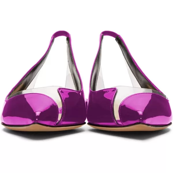 imageFSJ Women Fashion Clear Ballet Pointed Toe Slingback Pumps Low Heels Comfotable Casual Shoes Size 415 USPurple