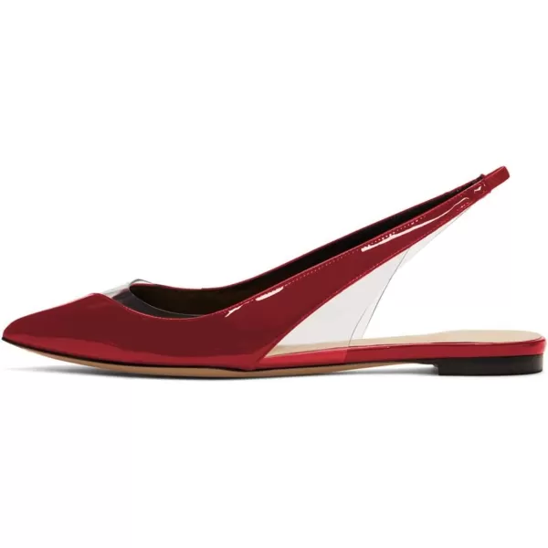 imageFSJ Women Fashion Clear Ballet Pointed Toe Slingback Pumps Low Heels Comfotable Casual Shoes Size 415 USRed