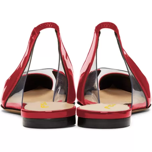 imageFSJ Women Fashion Clear Ballet Pointed Toe Slingback Pumps Low Heels Comfotable Casual Shoes Size 415 USRed
