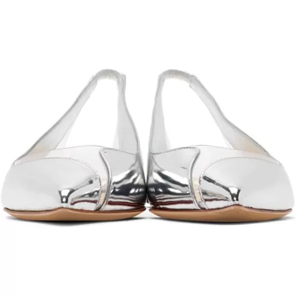 imageFSJ Women Fashion Clear Ballet Pointed Toe Slingback Pumps Low Heels Comfotable Casual Shoes Size 415 USSilver